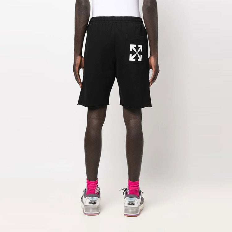 Men's OFF-WHITE SS22 Side Logo Arrow Printing Shorts Loose Fit Black OMCI012C99F