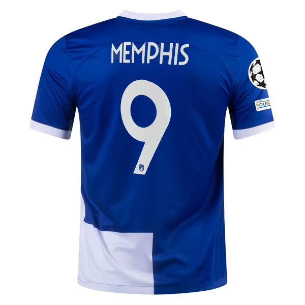 Image of Nike Atletico Madrid Memphis Depay Away Jersey w/ Champions League Patches 23/24