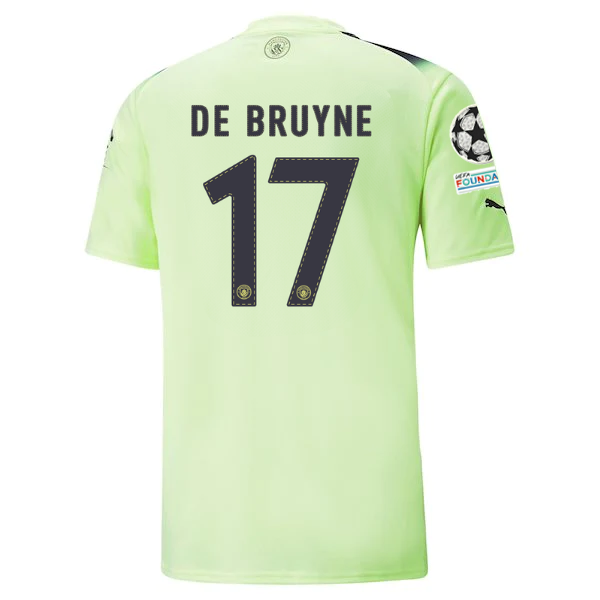Puma Manchester City Kevin De Bruyne Third Jersey w/ Champions League Patches 22