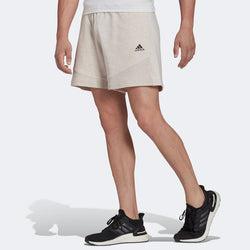 Image of adidas BotanDyed Short Solid Color Logo Straight Shorts light grey H65786