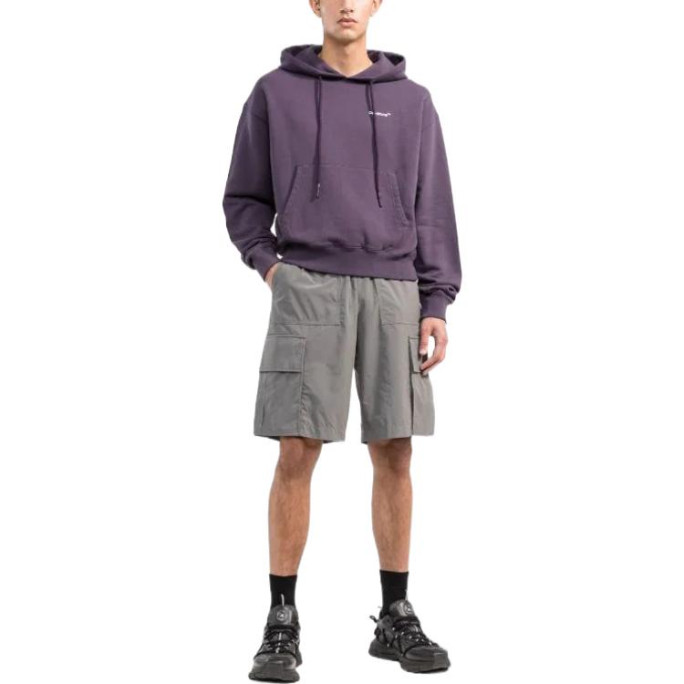 Men's OFF-WHITE FW22 Solid Color Multiple Pockets Belt Casual Shorts Gray OMCB06