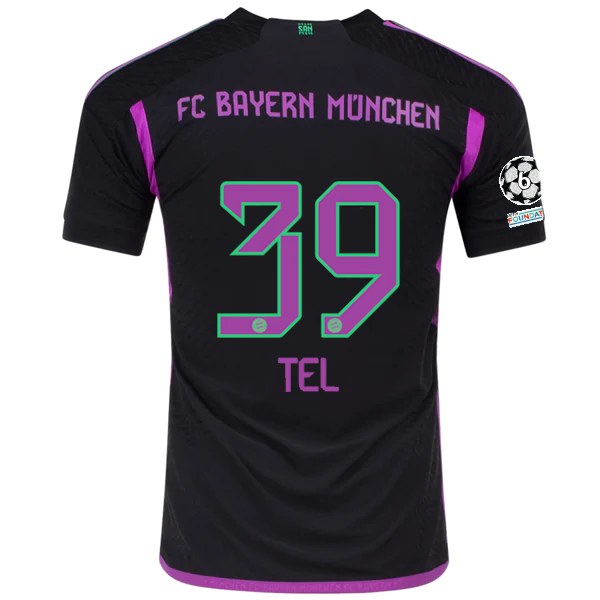 Image of adidas Bayern Munich Authentic Mathys Tel Away Jersey w/ Champions League Patche