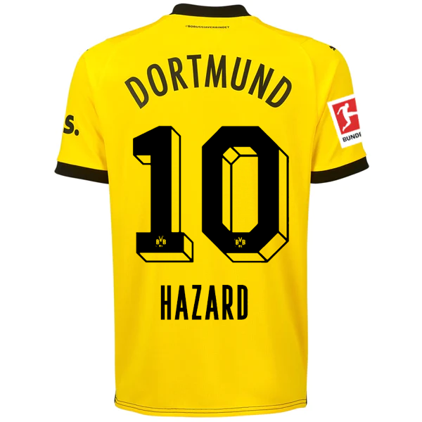 Puma Borussia Dortmund Thorgan Hazard Home Jersey w/ Bundesliga Patch 23/24 (Cyb