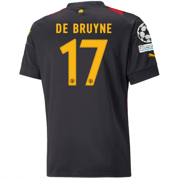 Puma Manchester City Kevin De Bruyne Away Jersey w/ Champions League Patches 22/