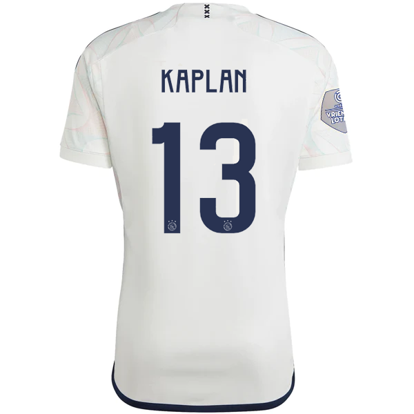 Image of adidas Ajax Ahmetcan Kaplan Away Jersey w/ Eredivise League Patch 23/24 (Core Wh
