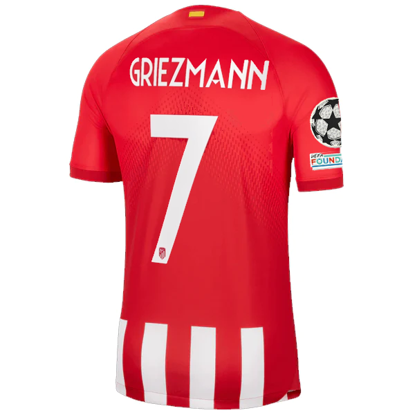 Image of Nike Atletico Madrid Antoinne Griezmann Home Jersey w/ Champions League Patches