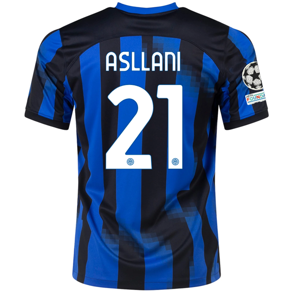 Nike Inter Milan Kristjan Asllani Home Jersey w/ Champions League + Copa Italia