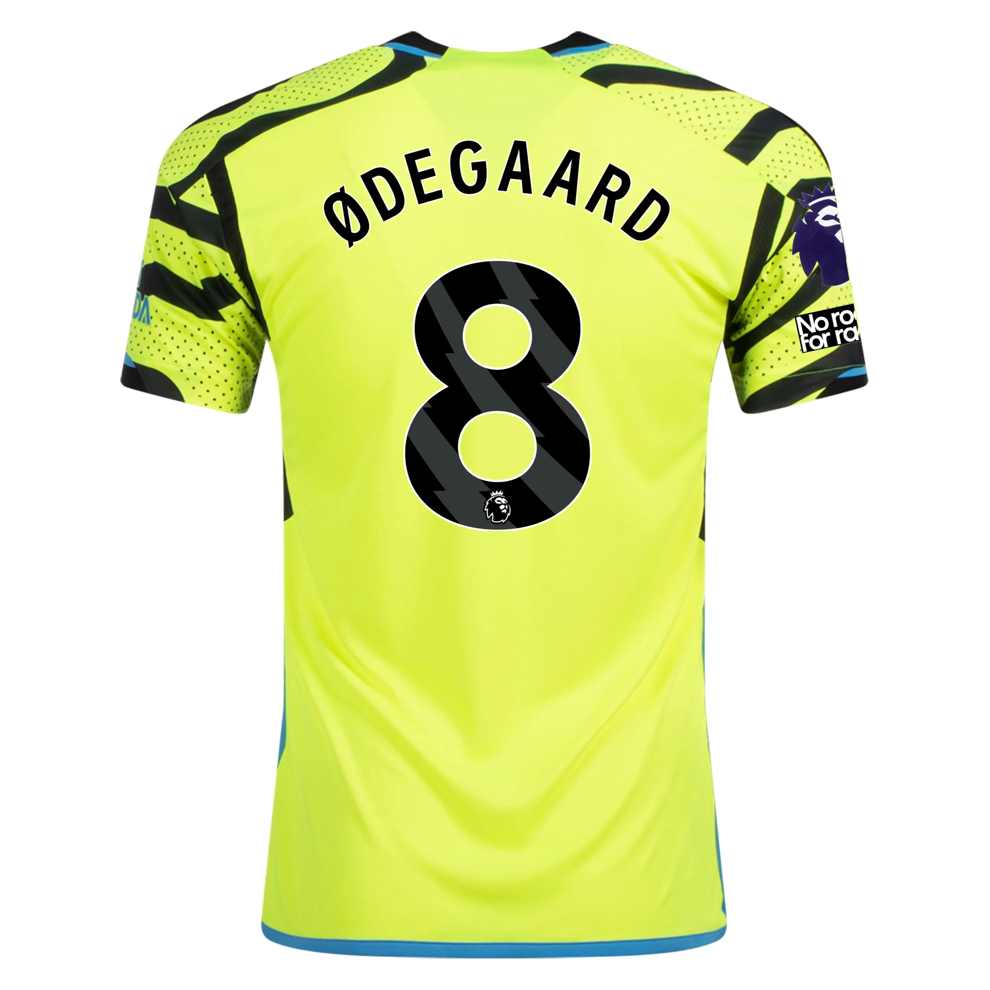 Image of adidas Arsenal Martin Odegaard Away Jersey w/ EPL + No Room For Racism Patches 2