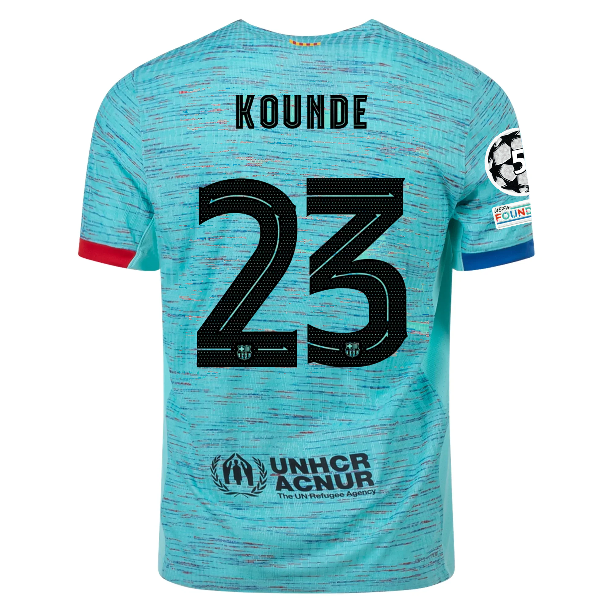 Image of Nike Barcelona Authentic Jules Kounde Match Vaporknit Third Jersey w/ Champions