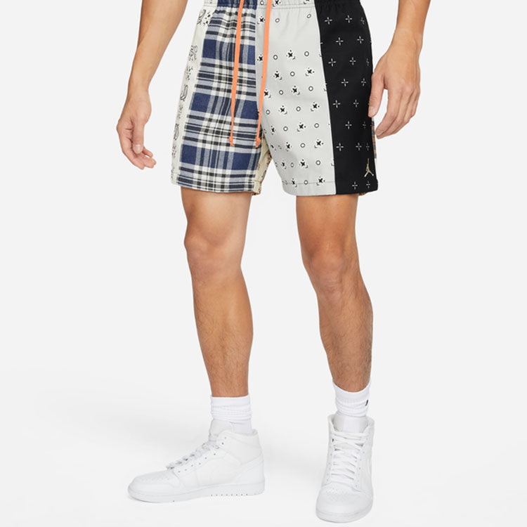 Image of Air Jordan SS22 cashew Plaid Pattern Contrasting Colors Full Print Casual Sports