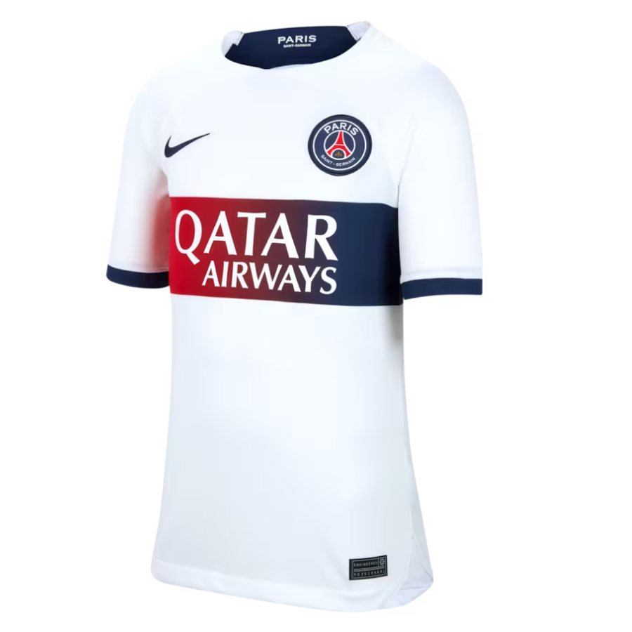 Nike Youth Paris Saint-Germain Ekitike Auswärtstrikot 23/24 (Weiß/Mitternachtsmarineblau)