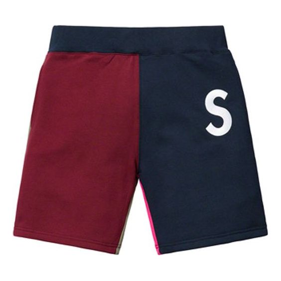 Image of Supreme SS19 S Logo Colorblocked Sweatshort Navy S SUP-SS19-314