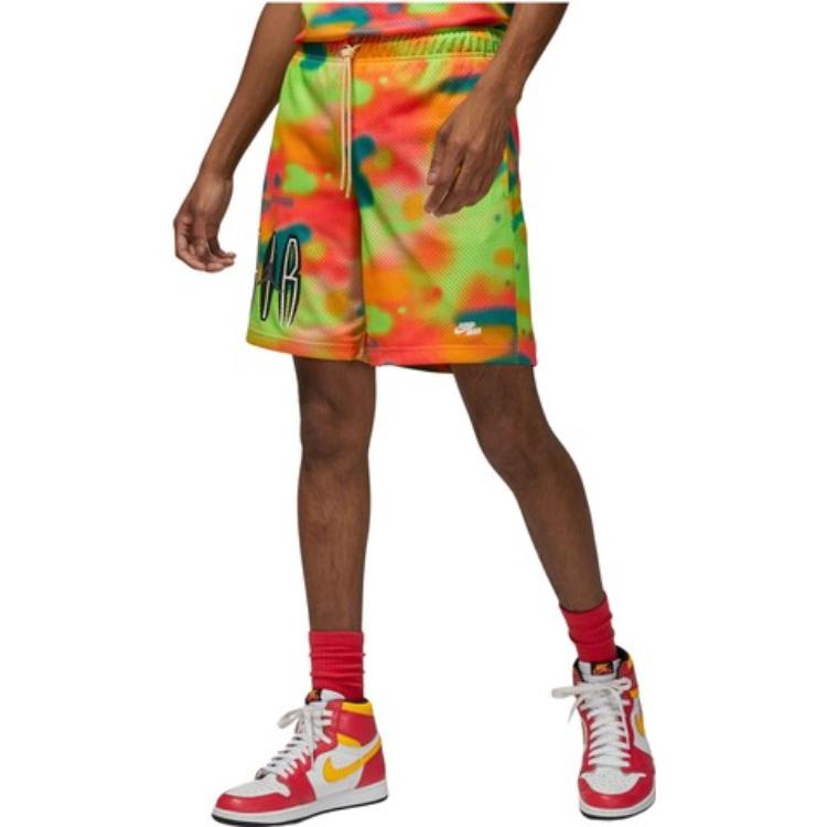 Image of Men's Air Jordan Flight MVP AOP Multi-Color Tie Dye Straight Sports Shorts Multi