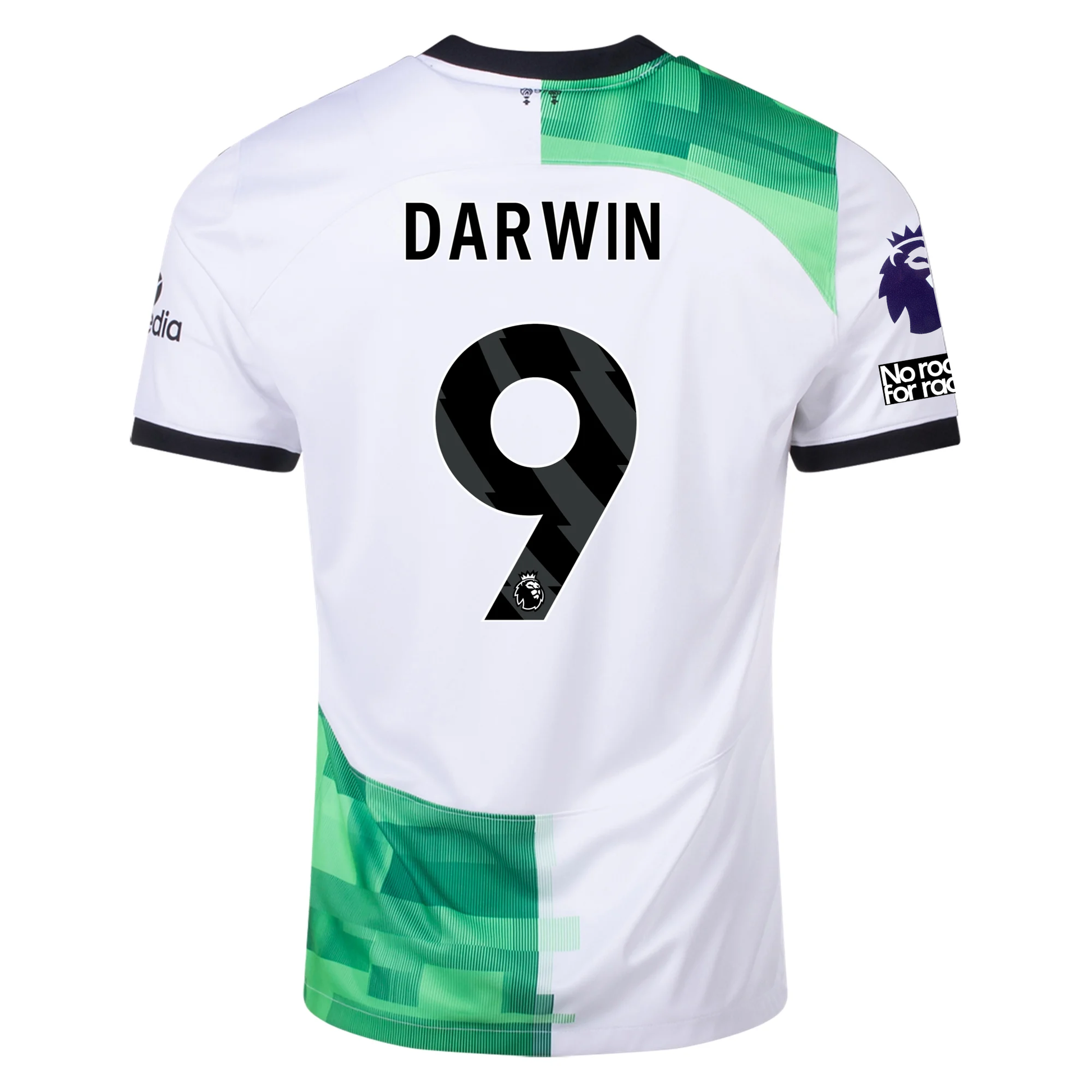 Nike Liverpool Away Darwin Nunez Jersey w/ EPL + No Room For Racism Patches 23/2