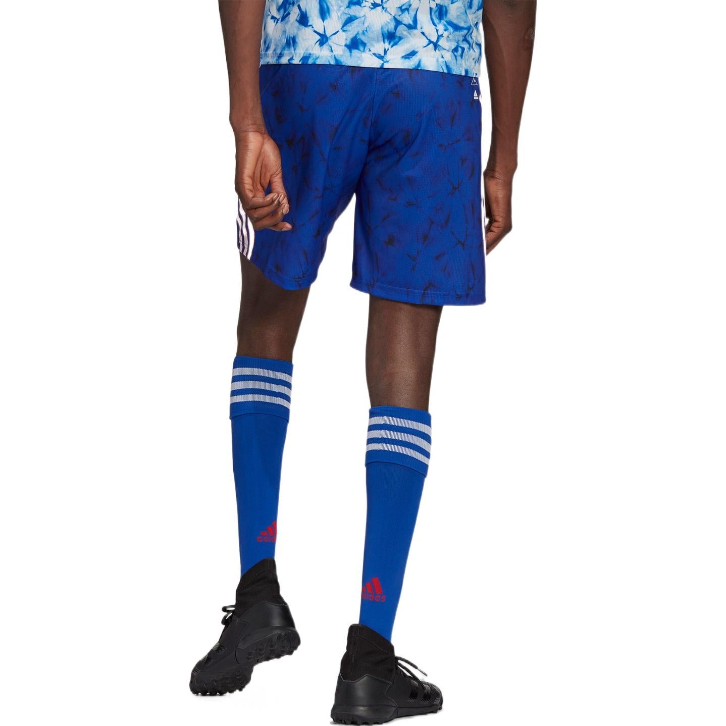 adidas Stripe Full Print Sports Soccer/Football Shorts Blue GJ9085