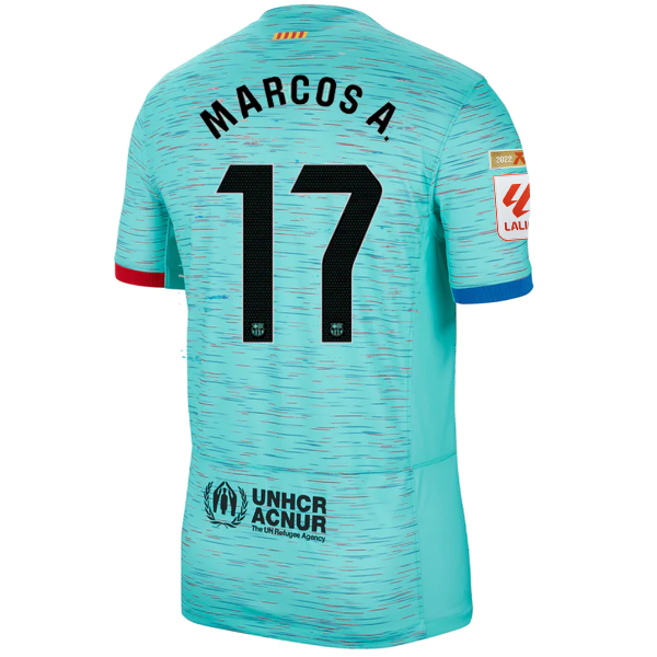 Nike Barcelona Marcos Alonso Third Jersey w/ La Liga Champion Patches 23/24 (Lig