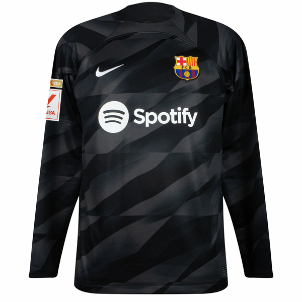Nike Barcelona Goalkeeper Jersey w/ La Liga Champions Patches 23/24 (Anthracite/
