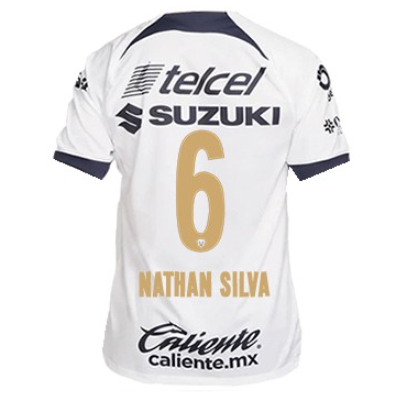 Image of Nike Pumas UNAM Nathan Silva Home Jersey w/ Liga MX Patch 23/24 (White/Obsidian)