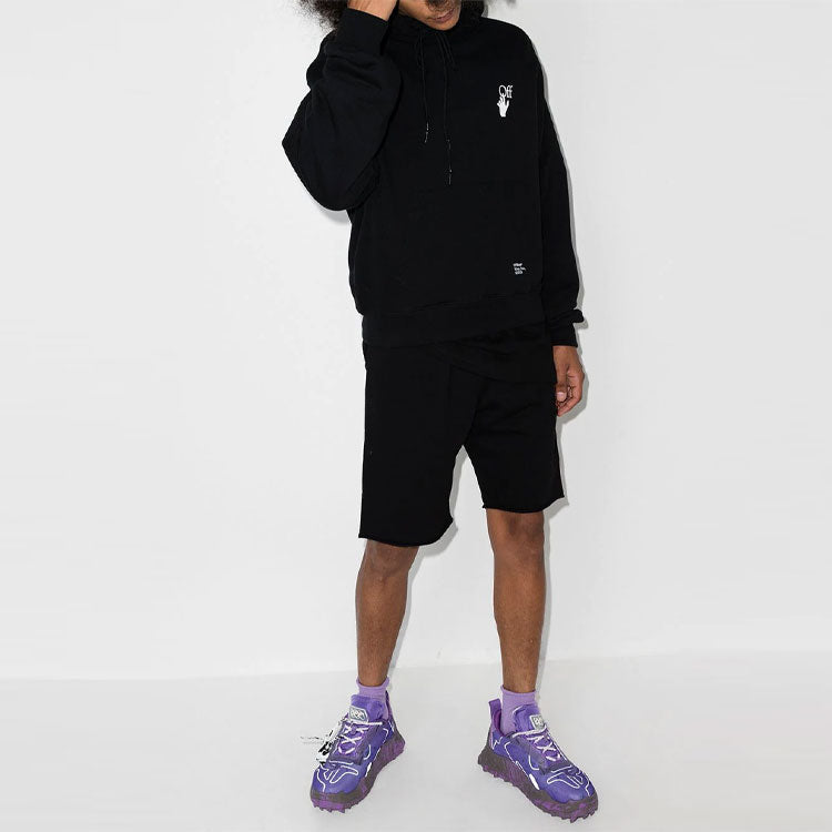 OFF-WHITE FW21 Logo Pants Sports Shorts Ordinary Version Black OMCI006F21FLE0051