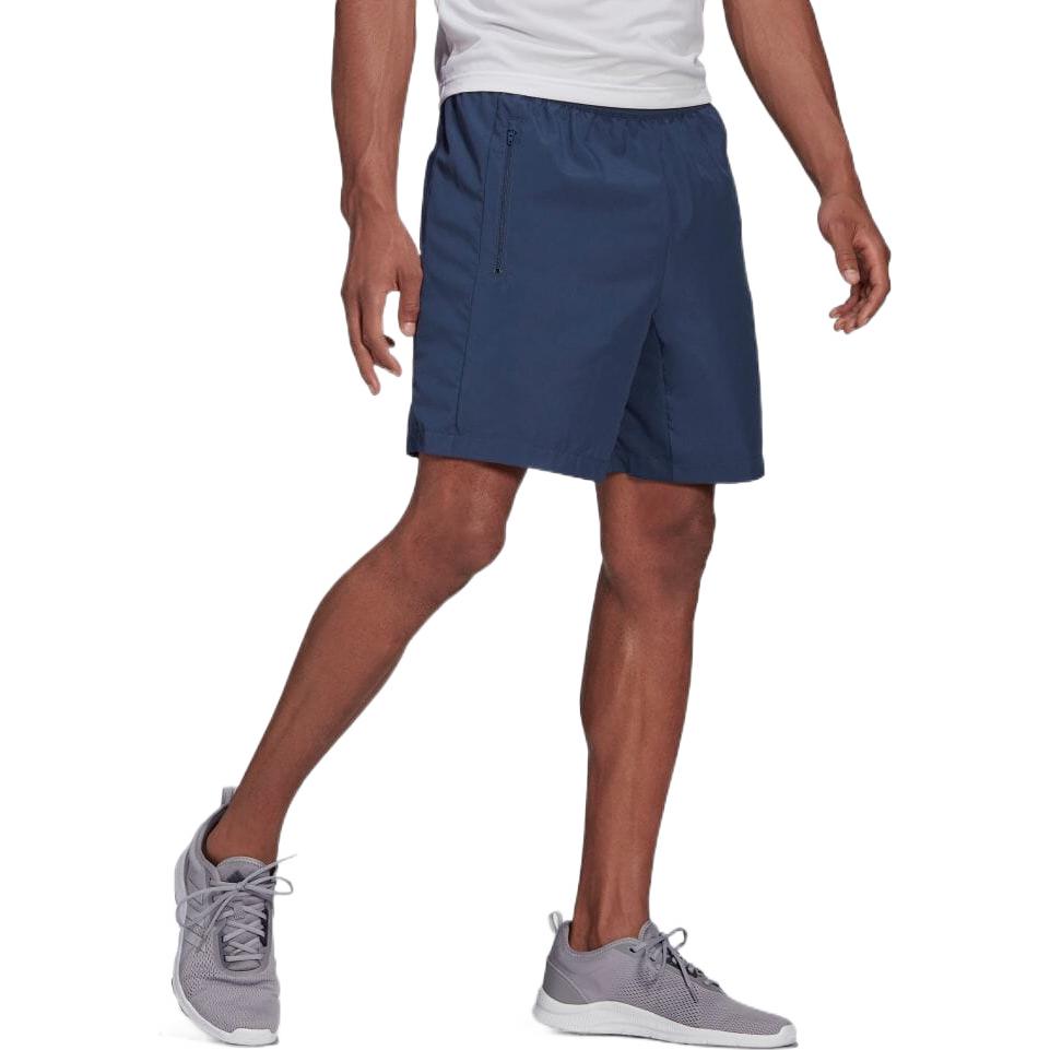 Men's adidas Solid Color Stripe Logo Printing Casual Sports Shorts Navy Blue GT8