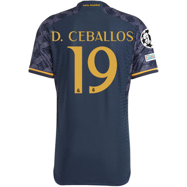 Image of adidas Real Madrid Authentic Dani Ceballos Away Jersey w/ Champions League + Clu