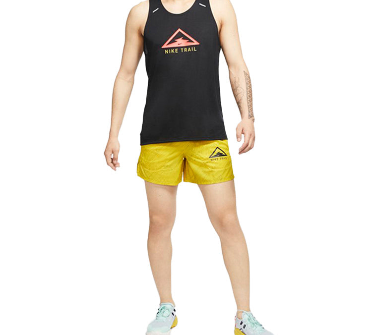 Image of Nike Flex Stride 5 Trail Dri-FIT Pattern Running Shorts Black Yellow Blackyellow