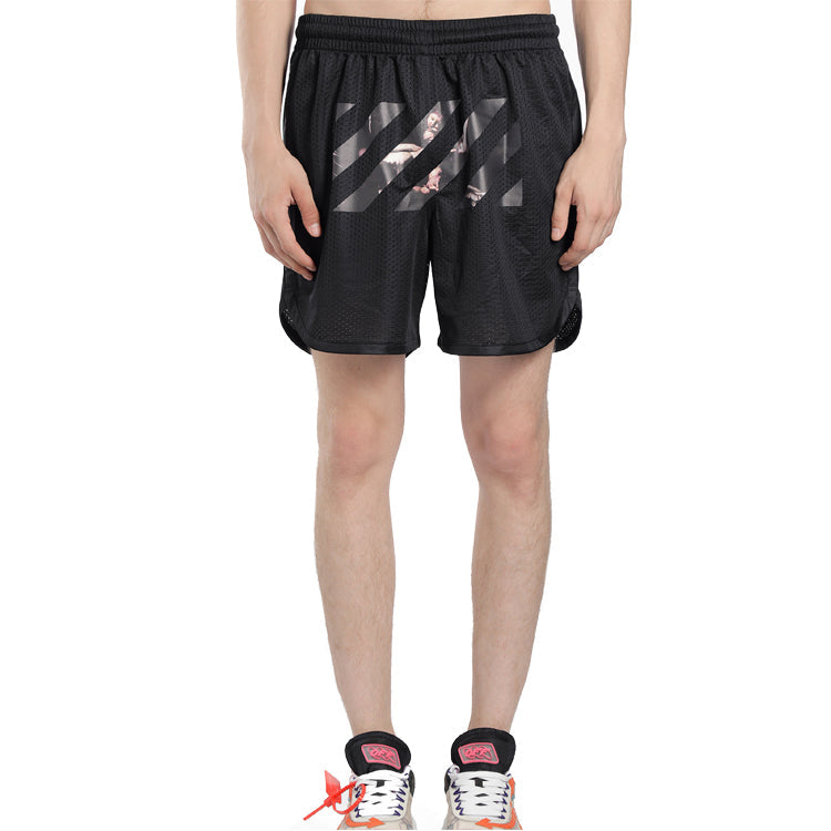 Image of OFF-WHITE Caravaggio Arrow Mesh Track Shorts Black OMCI005S201010041088