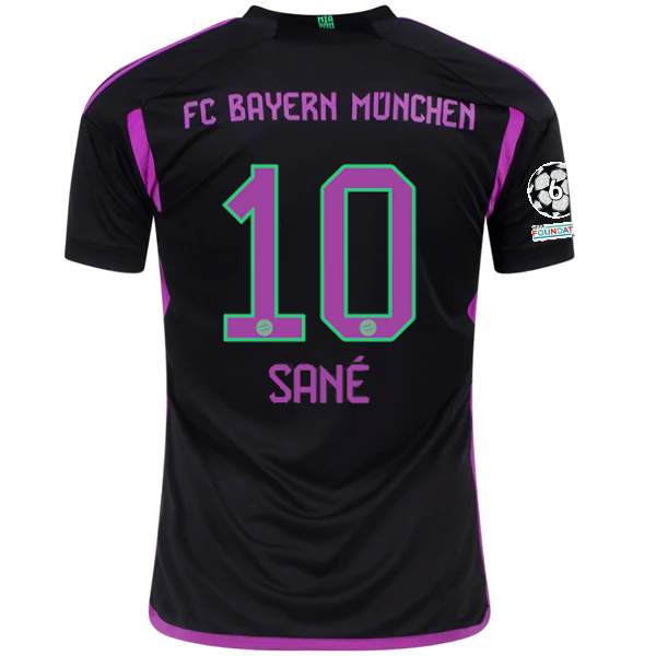 adidas Bayern München Leroy Sané Auswärtstrikot mit Champions League Patches 23/24 (B