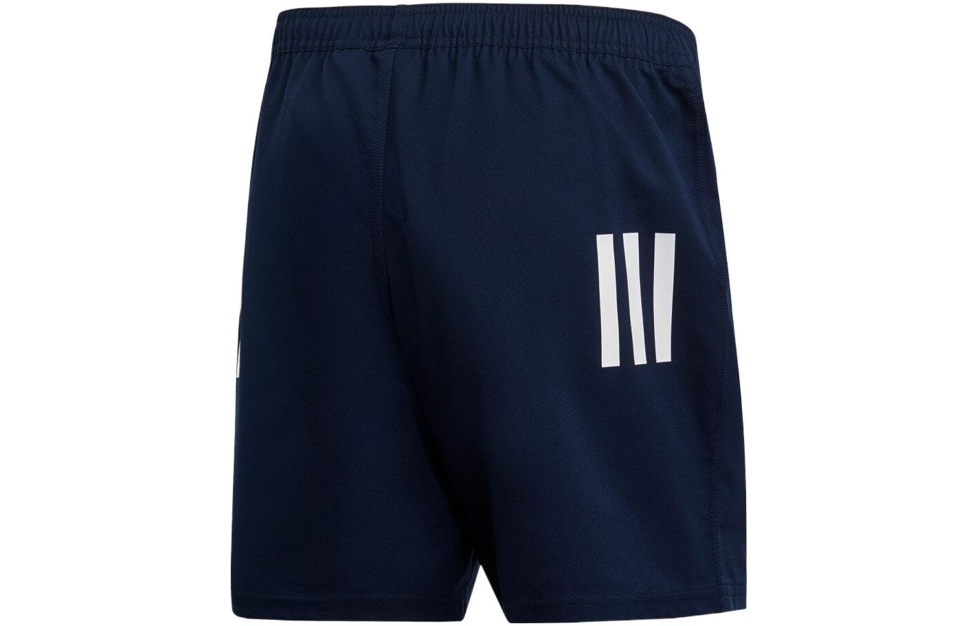 Image of Men's adidas Solid Color Stripe Logo Sports Shorts Navy Blue DY8500