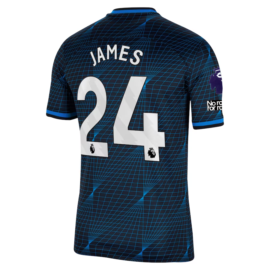 Image of Nike Chelsea Reece James Auswärtstrikot mit EPL + „No Room For Racism“-Aufnähern 23/24 (