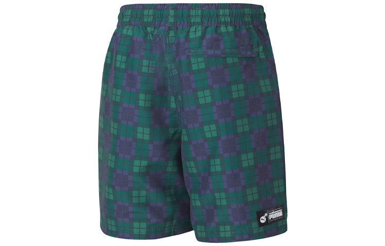 Image of PUMA x The Hundreds Crossover Printing Athleisure Casual Sports Shorts Green 596