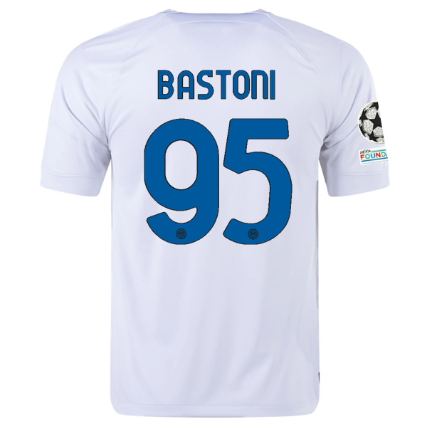 Image of Nike Inter Milan Alessandro Bastoni Away Jersey w/ Champions League + Copa Itali