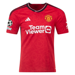 Image of adidas Manchester United Rasmus Højlund Heimtrikot 23/24 mit Champions League Pa