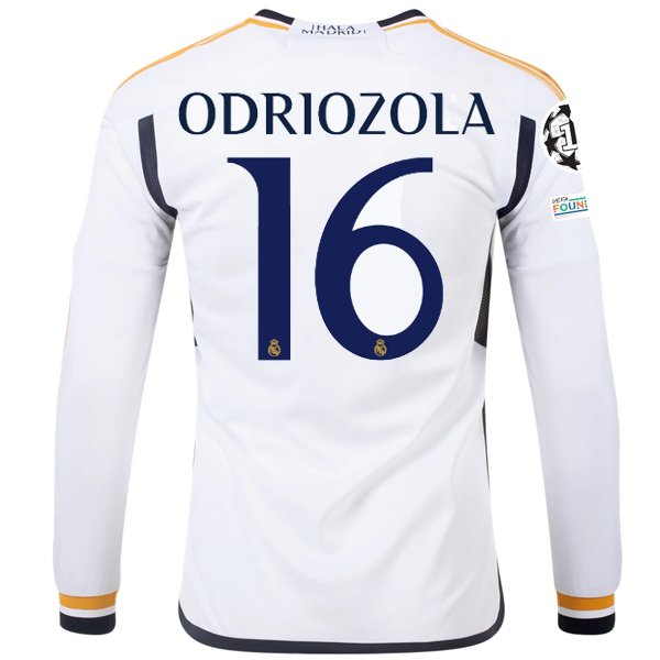 Image of adidas Real Madrid Long Sleeve Ordiozola Home Jersey w/ Champions League + Club
