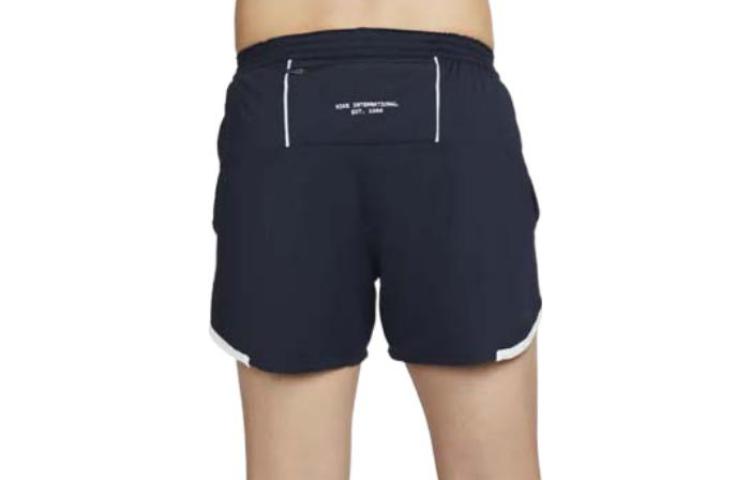 Image of Men's Nike SS22 Logo Printing Elastic Waistband Lacing Knit Running Blue Shorts