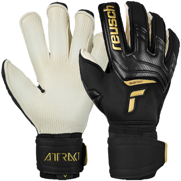Image of Reusch Attrakt Gold X Glueprint Ortho-Tec Goalkeeper Gloves (Black/Gold)