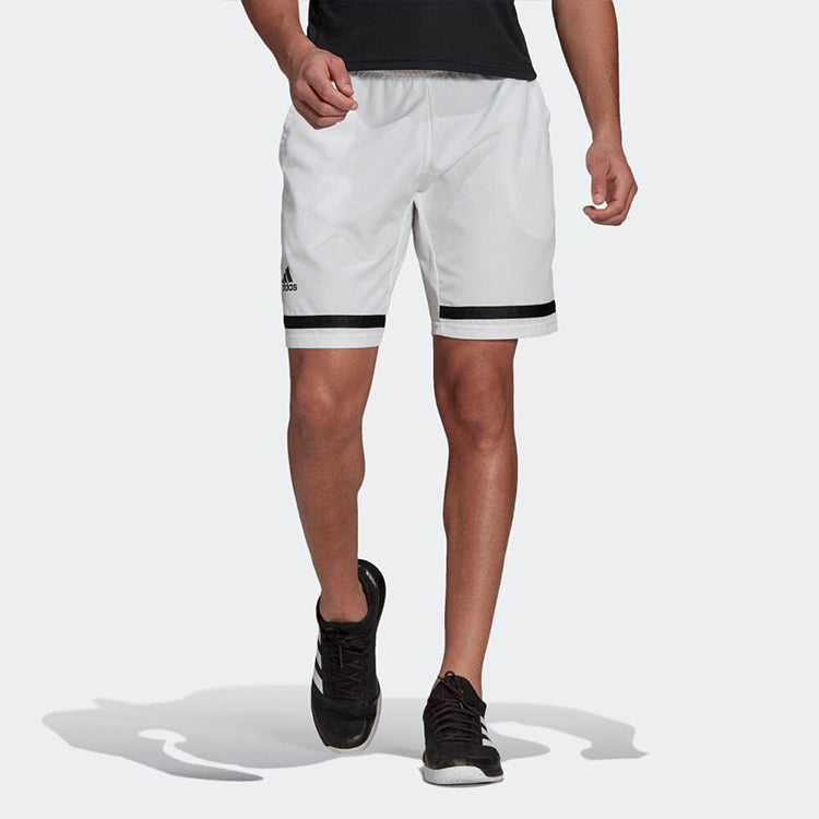 Image of Men's adidas Contrasting Colors Stripe Logo Straight Casual Shorts White GL5399