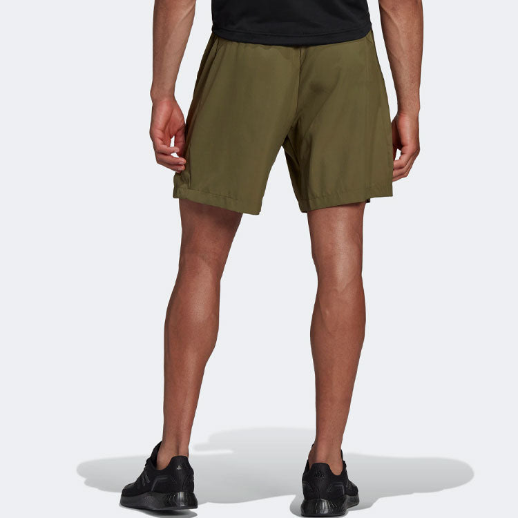 Men's adidas Solid Color Logo Sports Gym Shorts Olive Green HC6856