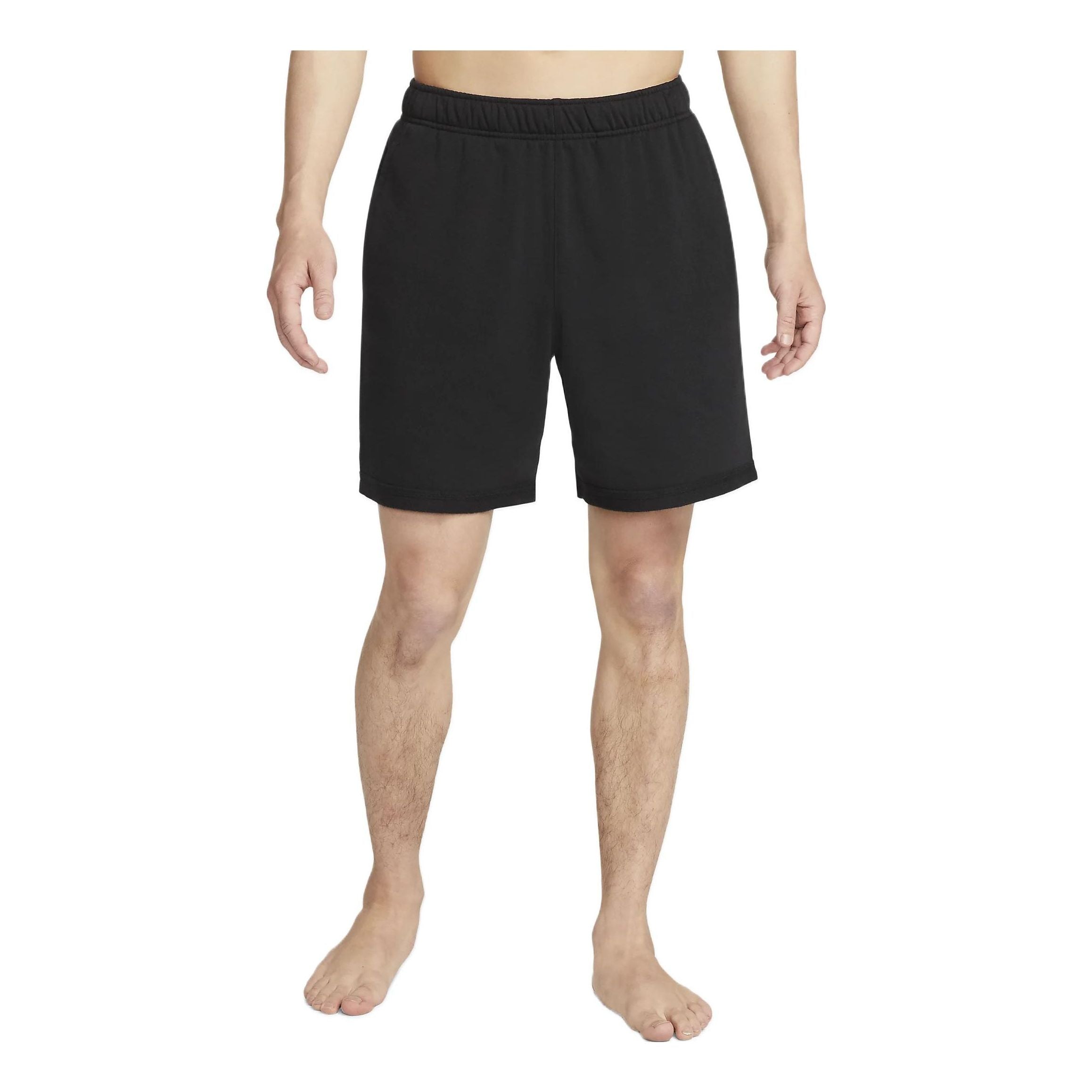 Image of Men's Nike Yoga Therma-FIT Logo Printing Solid Color Sports Shorts Black DM7832-