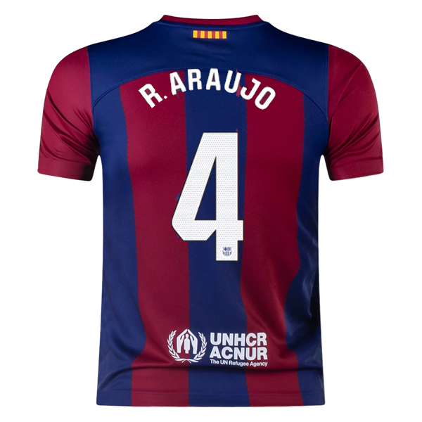 Nike Youth Barcelona Ronald Araujo Home Jersey 23/24 (Deep royal Blue/Noble Red)