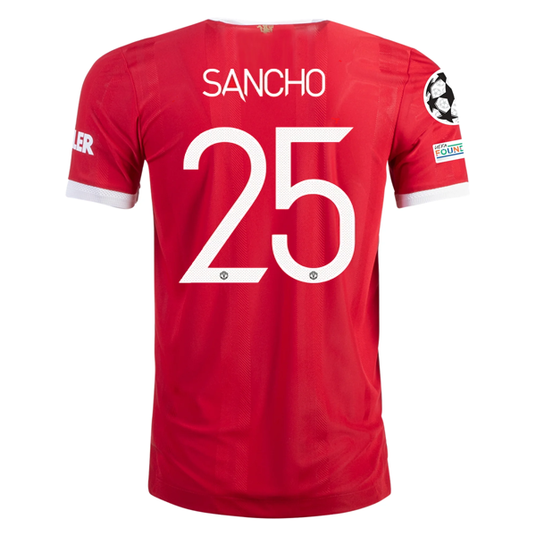 adidas Authentic Manchester United Jadon Sancho Home Jersey w/ Champions League