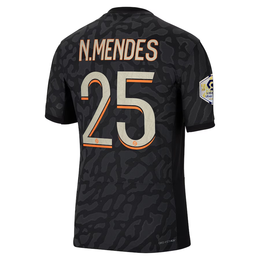 Nike Paris Saint-Germain Authentic Nunes Mendes Match Third Jersey w/ Ligue 1 Ch