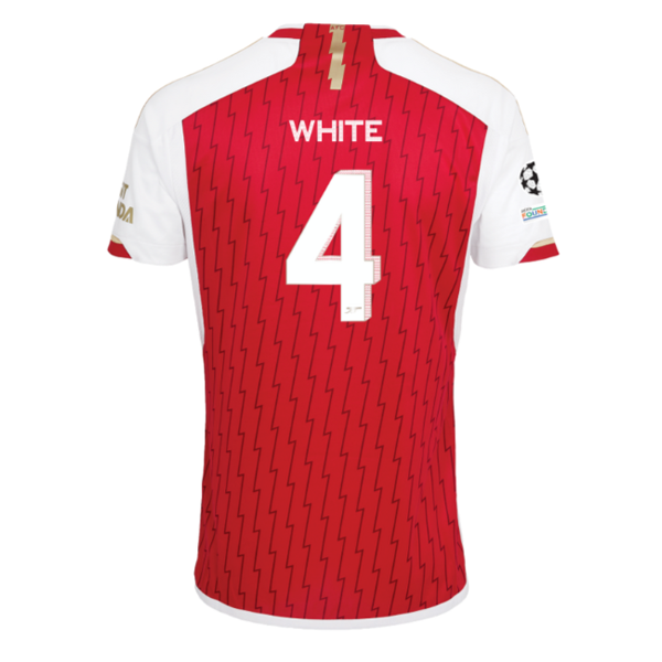 Image of adidas Arsenal Ben White Home Jersey 23/24 w/ Champions League Patches (Better S