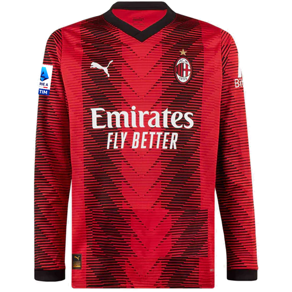 Puma AC Milan Christian Pulisic Long Sleeve Home Jersey w/ Serie A Patch 23/24 (