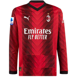 Image of Puma AC Milan Christian Pulisic Long Sleeve Home Jersey w/ Serie A Patch 23/24 (