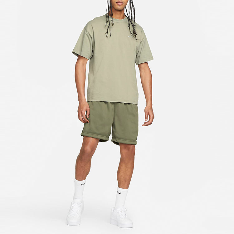 Men's Nike Solid Color Minimalistic Elastic Waistband Logo Medium Olive Shorts D