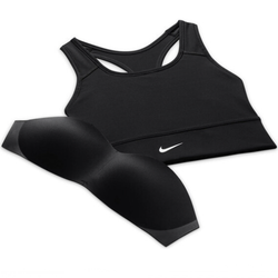 Image of Nike Dri-Fit Womens Swoosh Longline Sports Bra (Black)