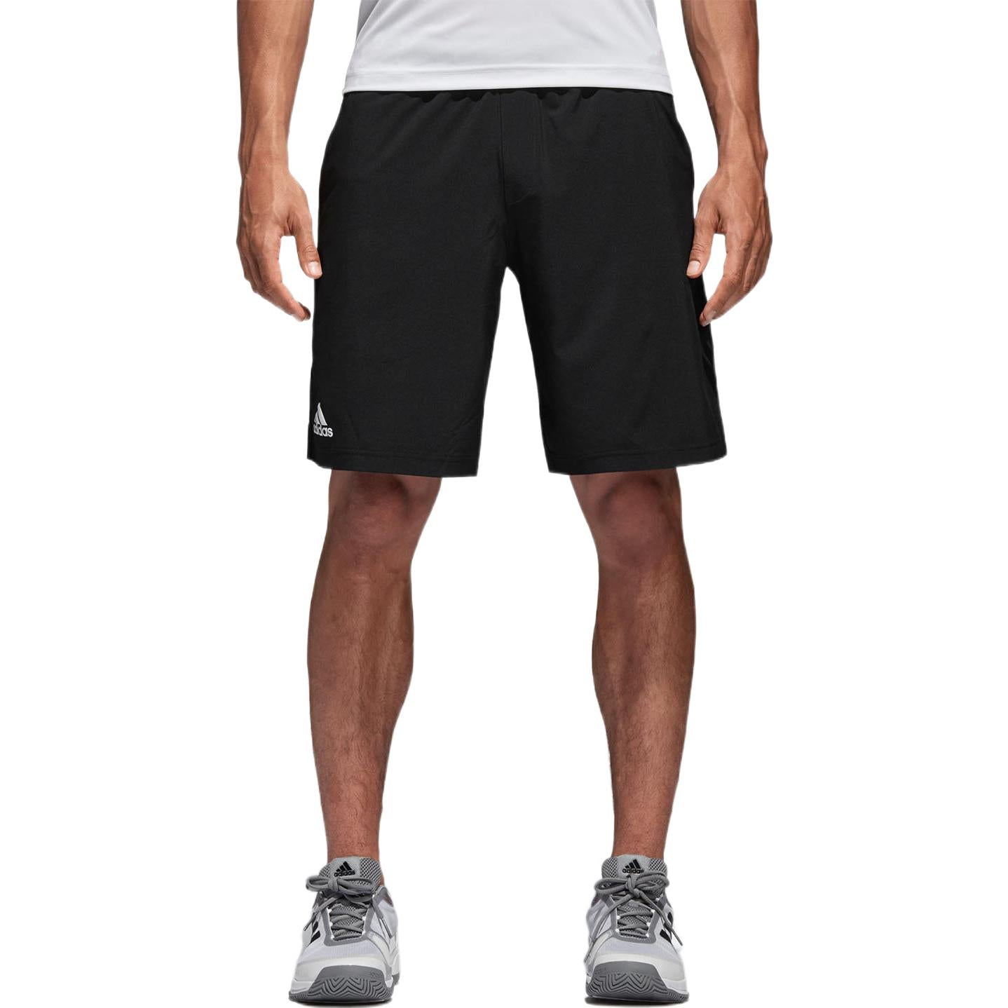 Image of Men's adidas Solid Color Small Logo Printing Elastic Waistband Sports Shorts Bla