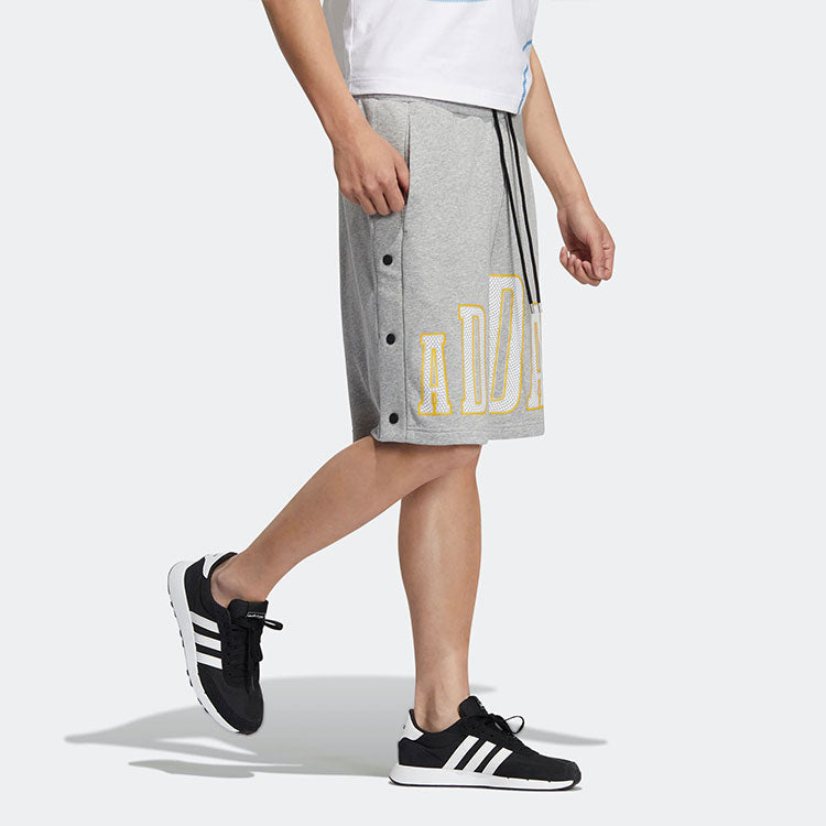 Men's adidas neo Alphabet Large Logo Printing Sports Shorts Medium Hemp Grey HN0