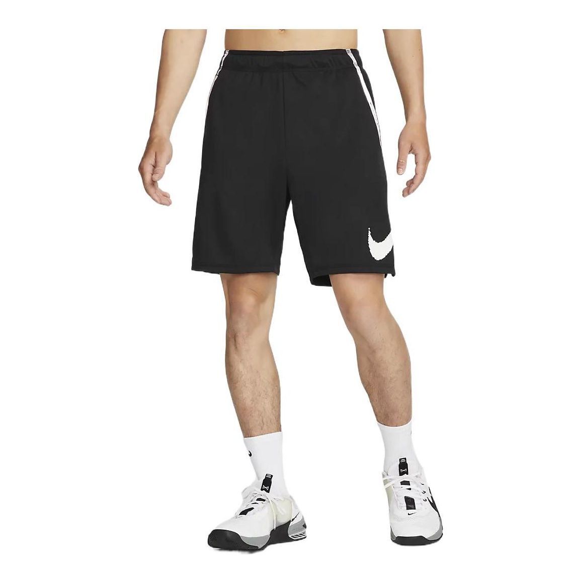 Image of Men's Nike Printing Logo Knit Training Shorts Black DQ4813-010